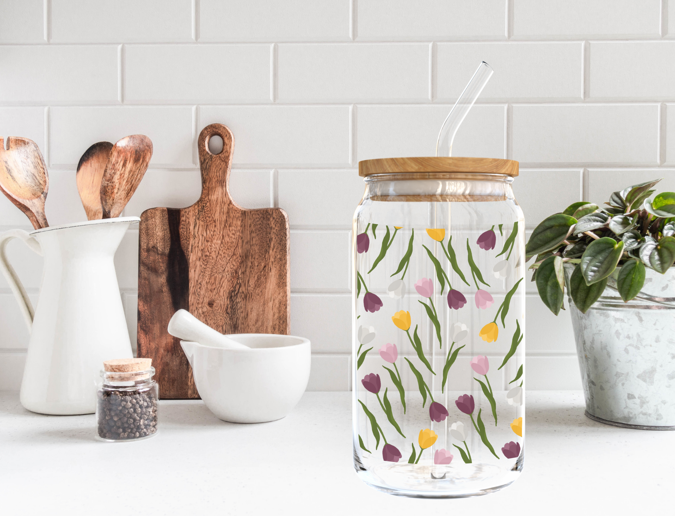 Tulips Glass Cup