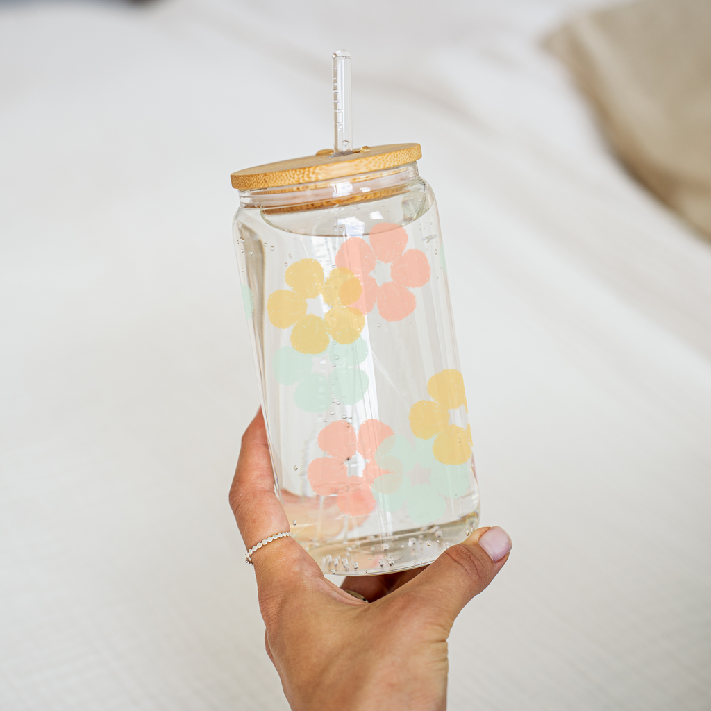 Spring Floral Glass Cup