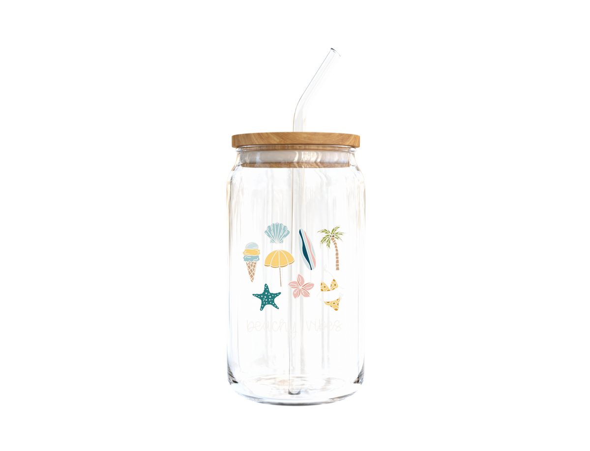 Beachy Vibes Glass Cup