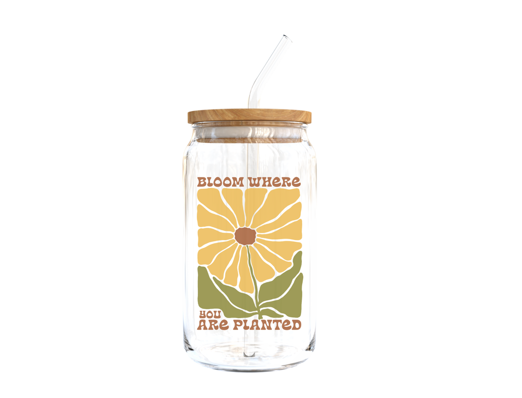 Bloom Where You Are Planted Glass Cup