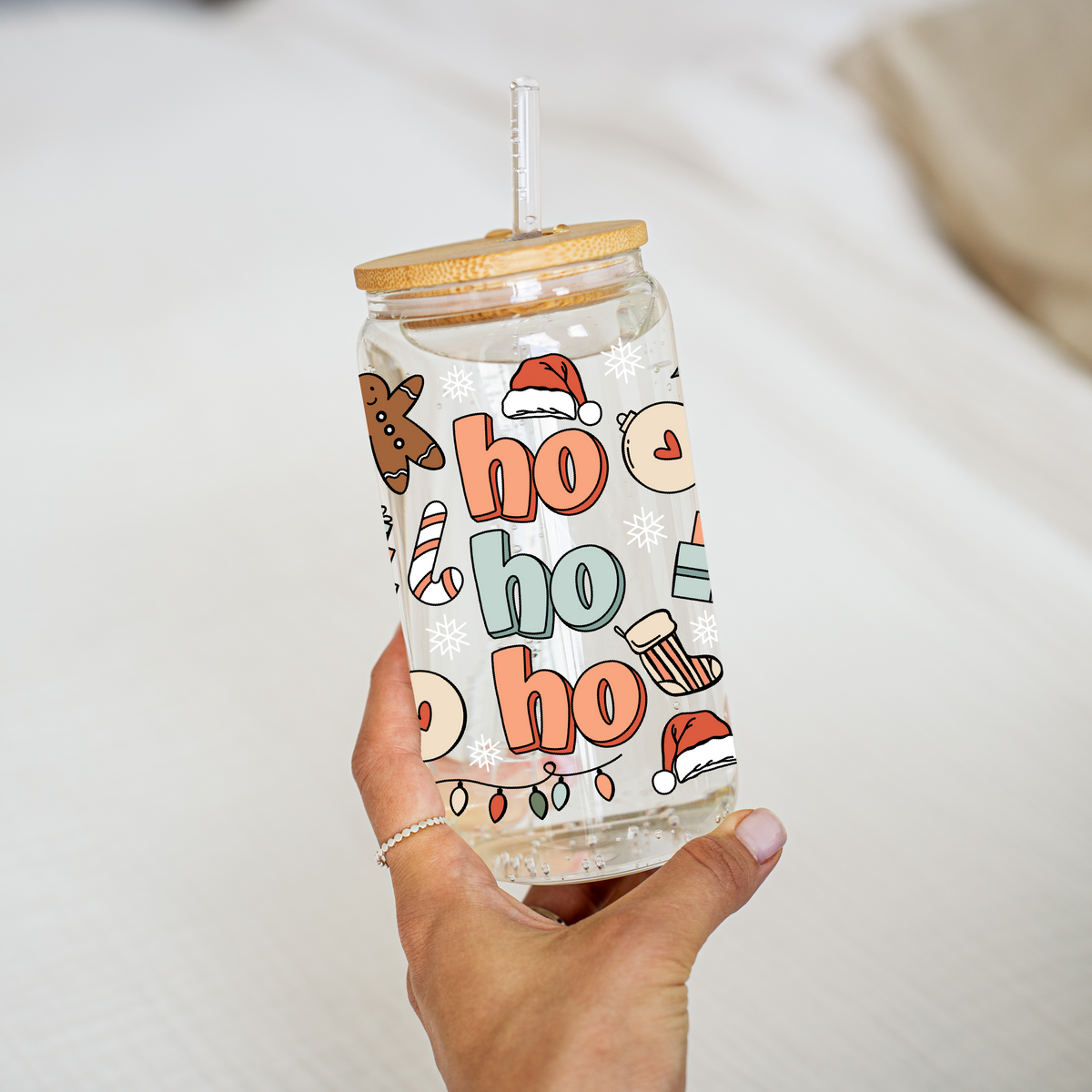 Ho Ho Ho Glass Cup