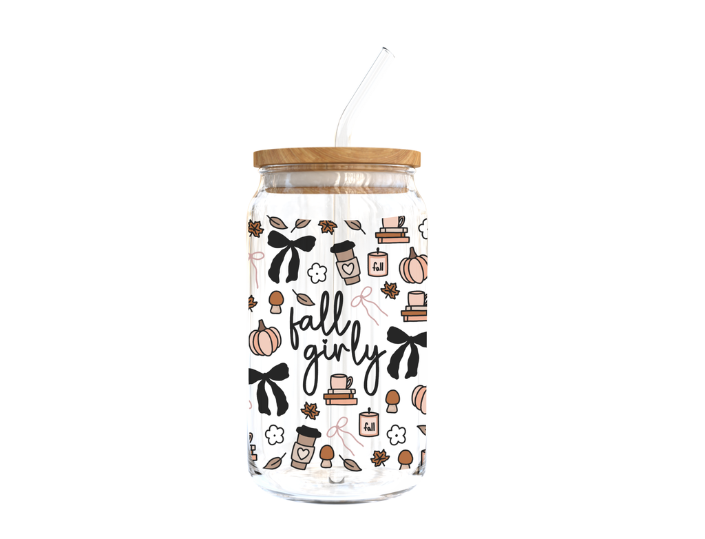 Fall Girly Glass Cup