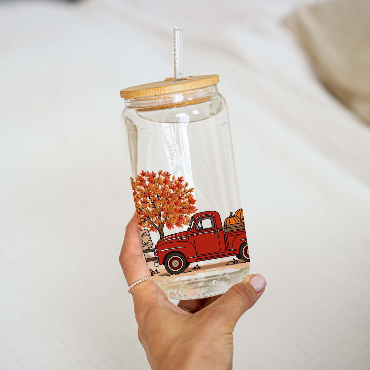 Pumpkins & Hayrides Glass Cup