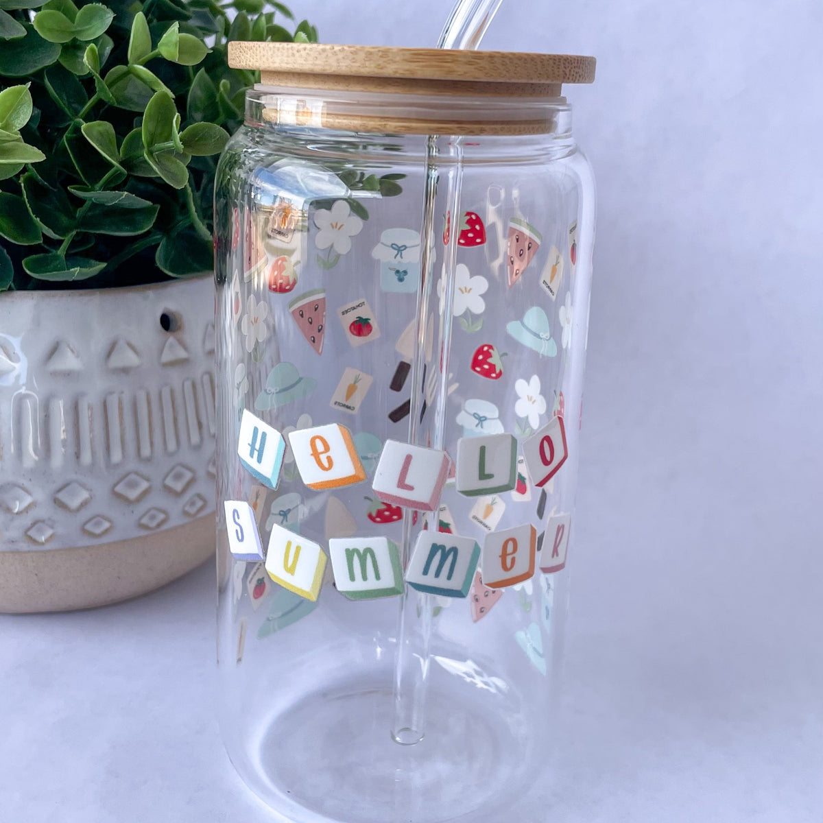 Hello Summer Glass Cup