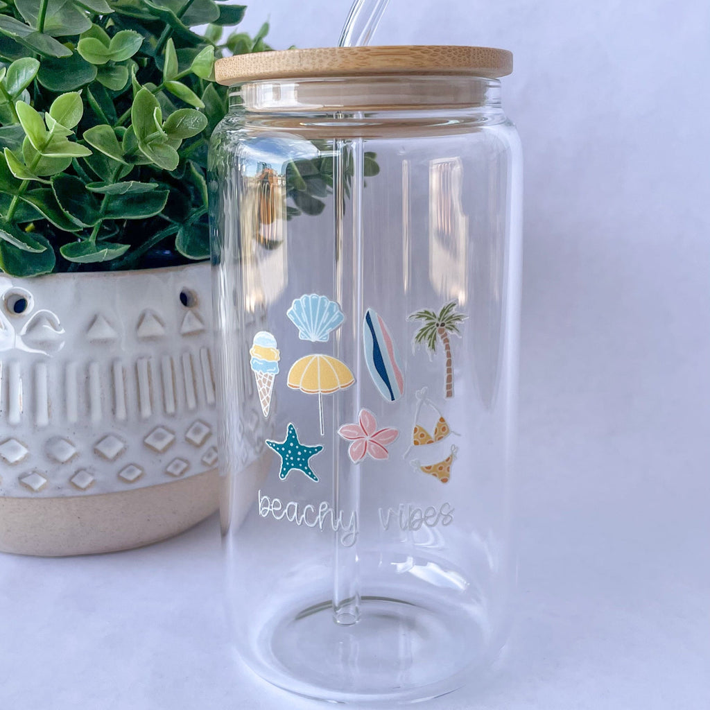 Beachy Vibes Glass Cup