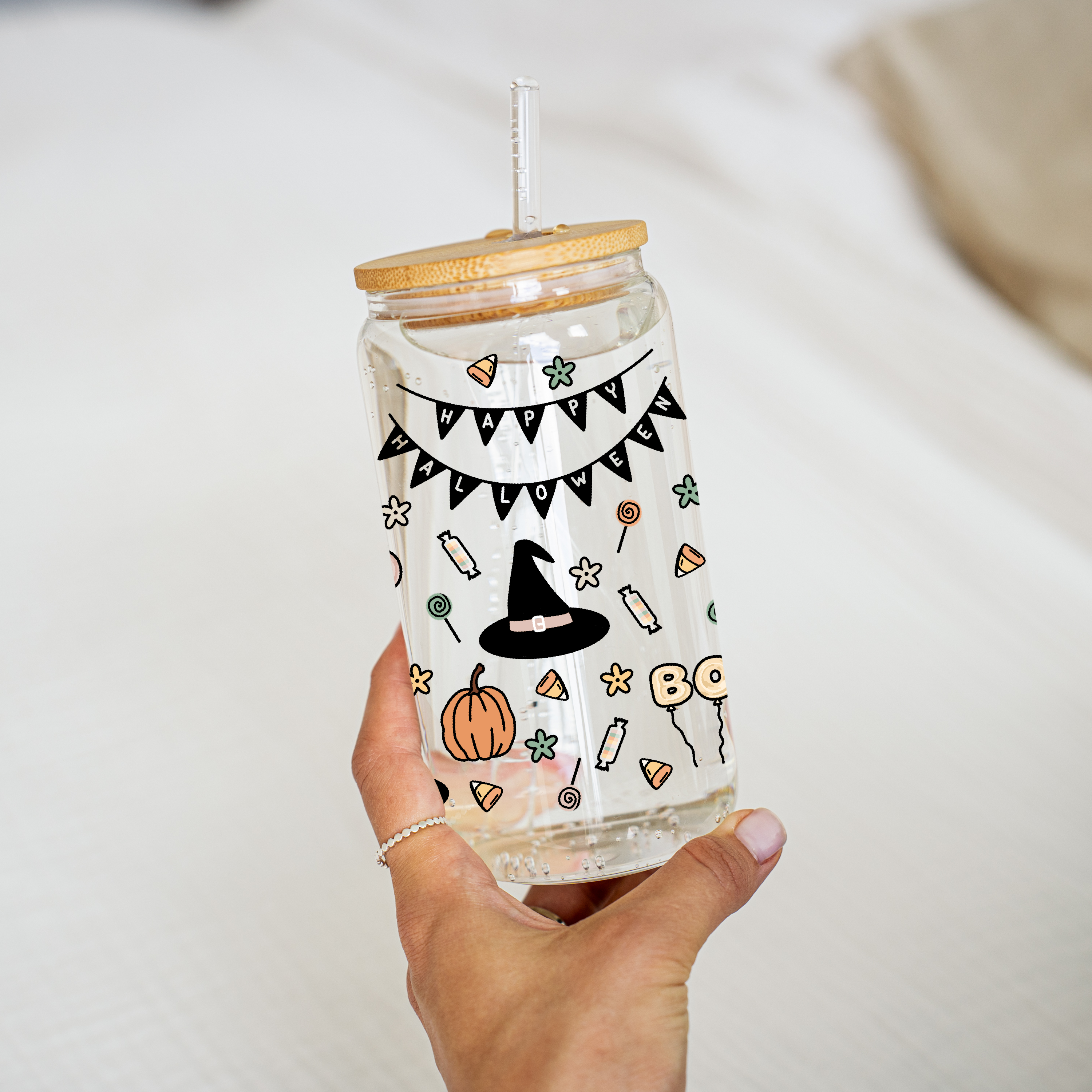 Happy Halloween Glass Cup