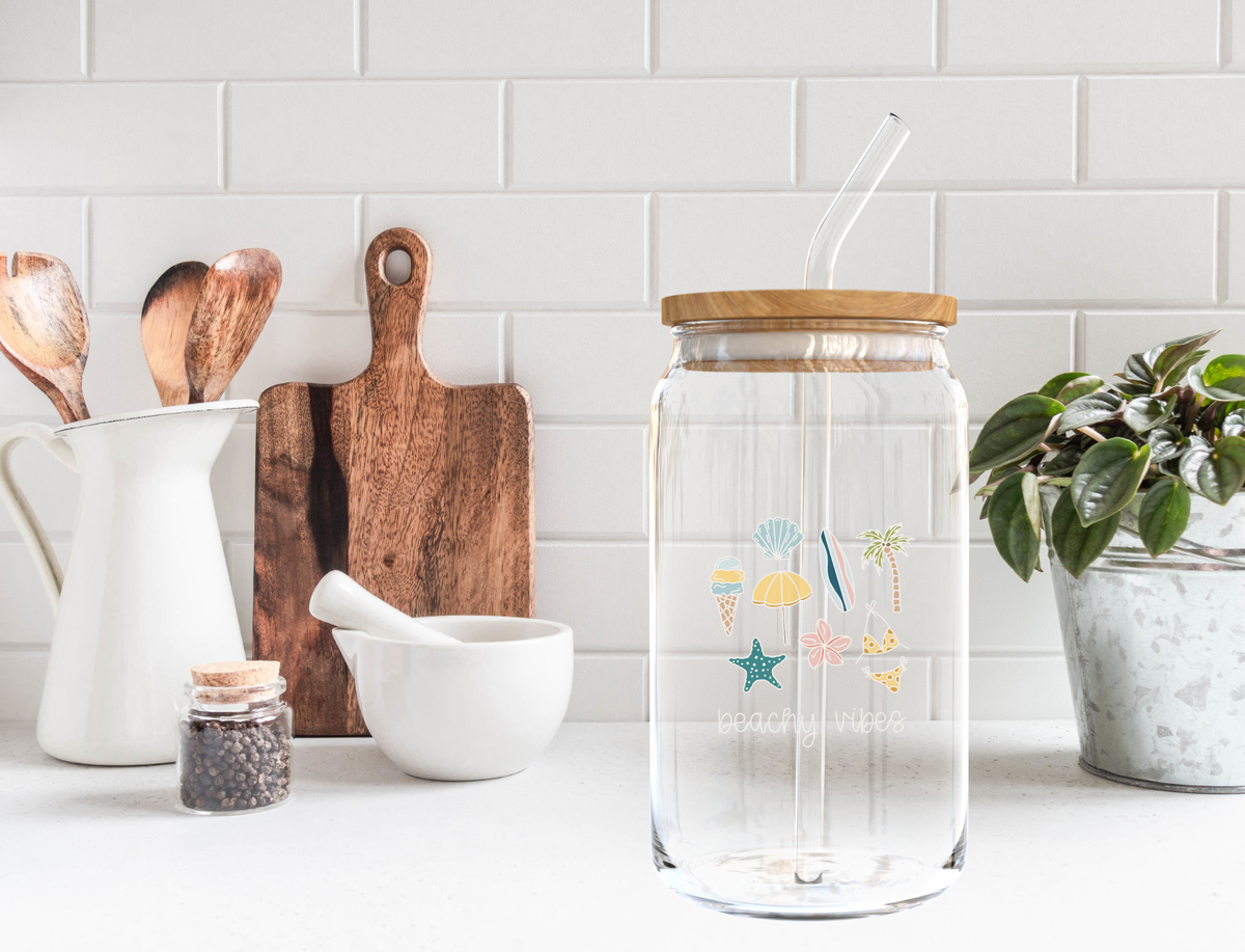 Beachy Vibes Glass Cup