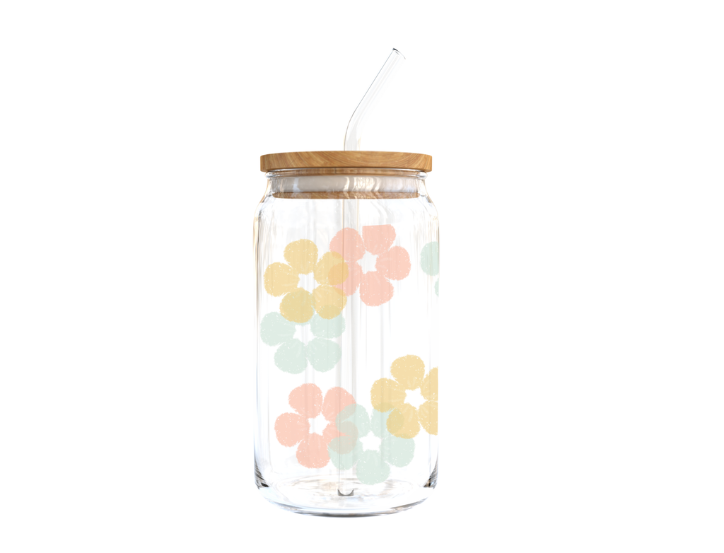 Spring Floral Glass Cup