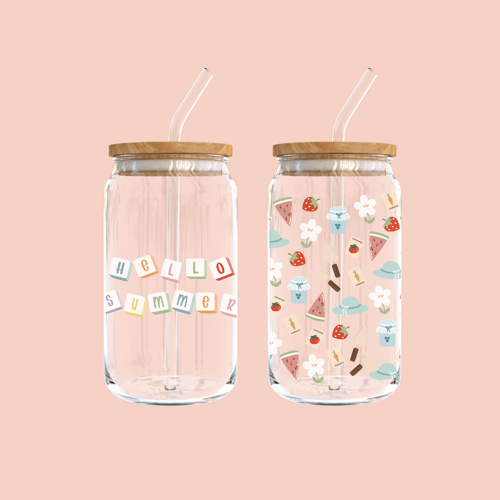 Hello Summer Glass Cup