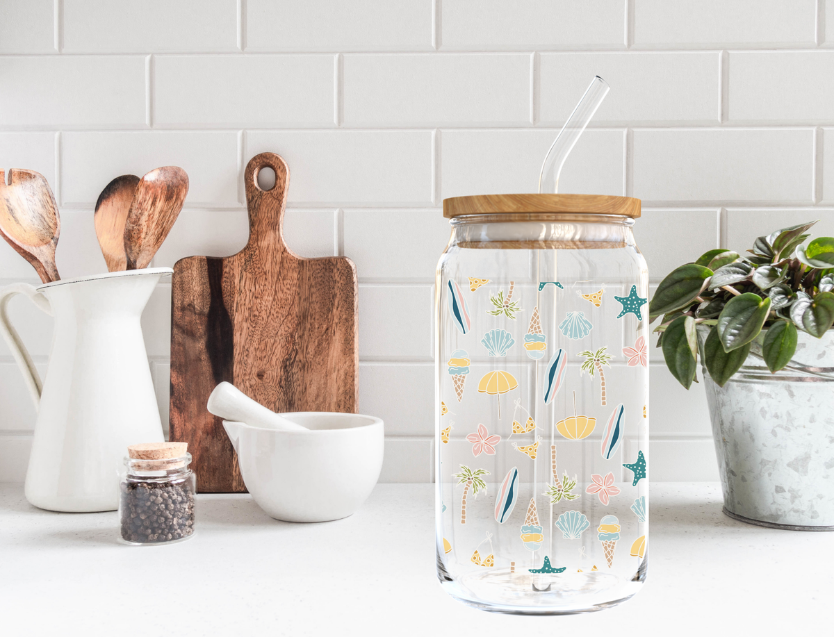 Pastel Summer Glass Cup