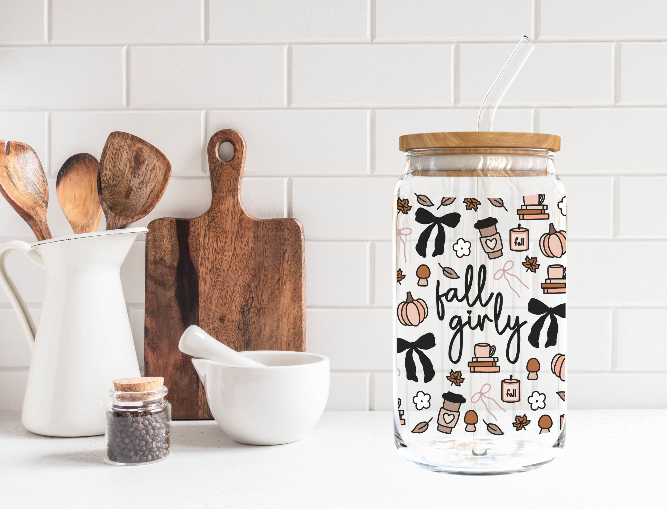 Fall Girly Glass Cup