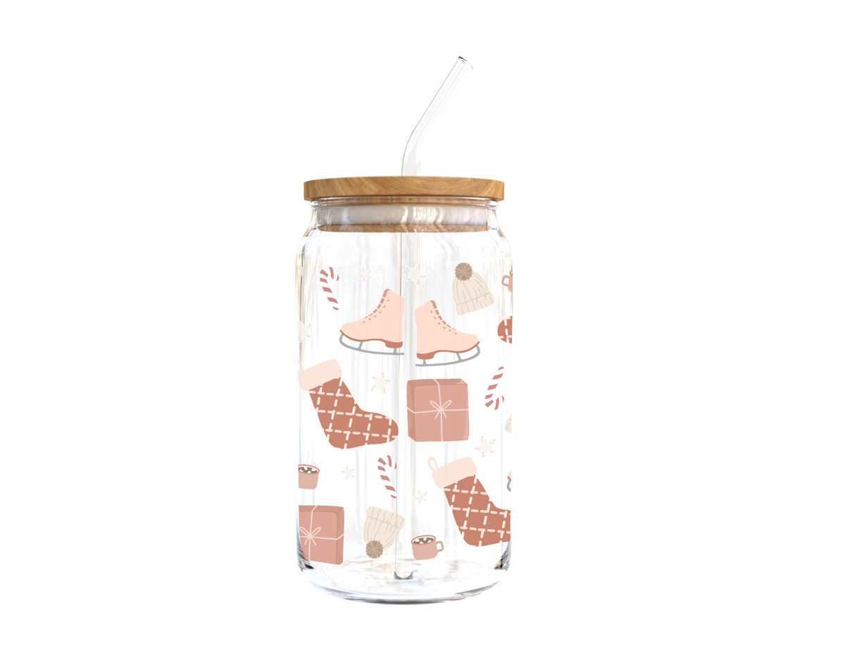 Pink Holiday Glass Cup