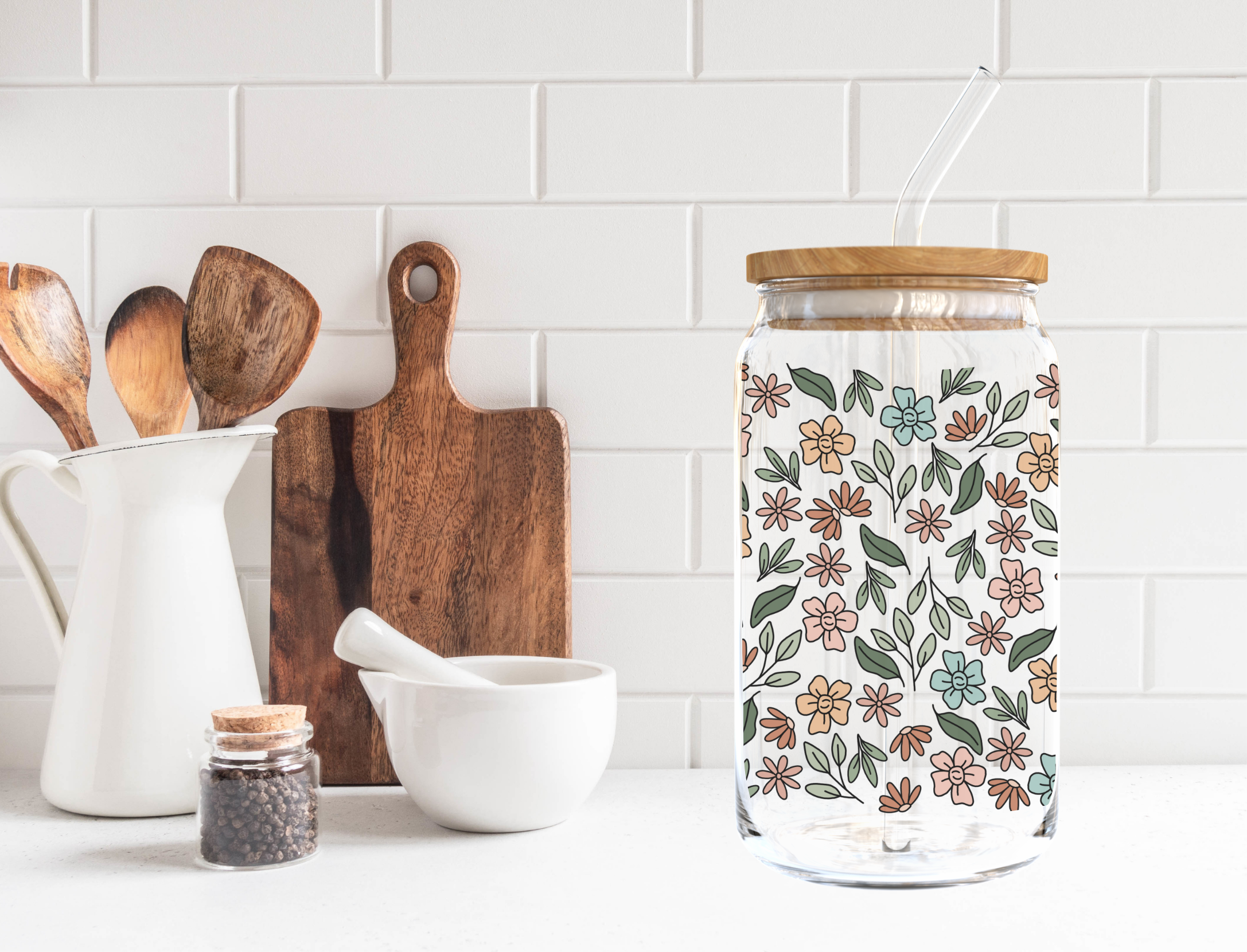 Flower Garden Glass Cup