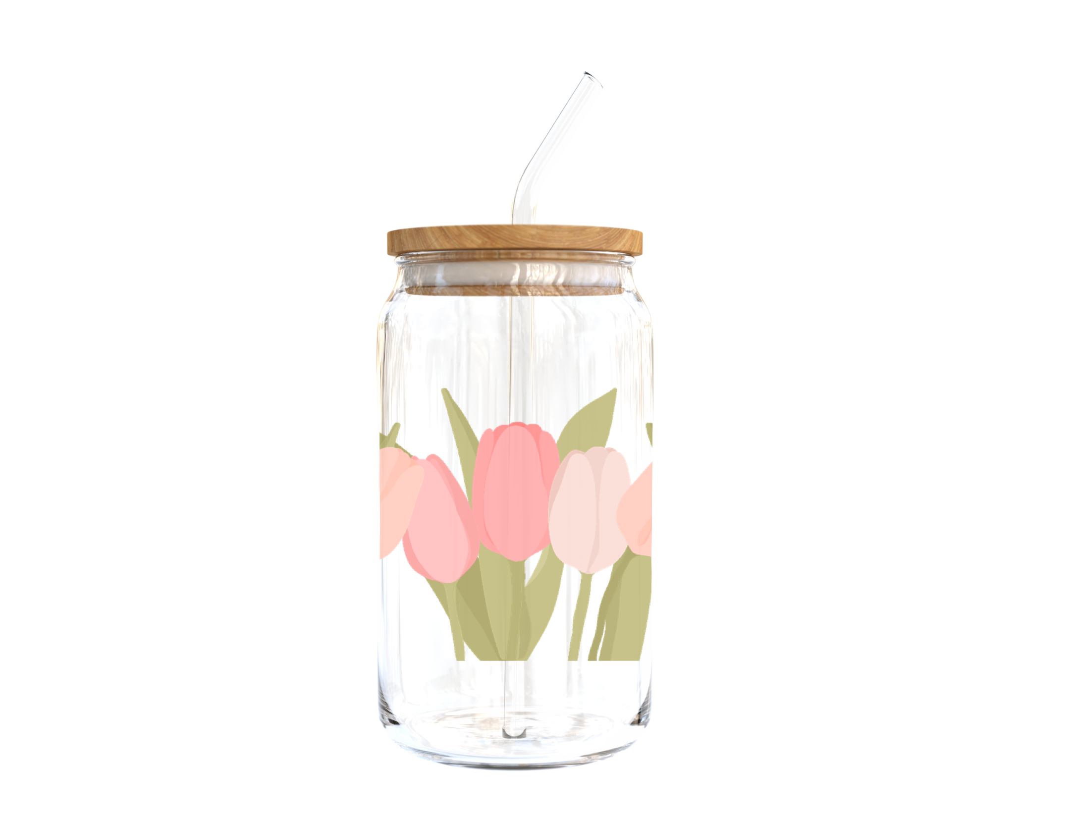 Pink Tulips Glass Cup