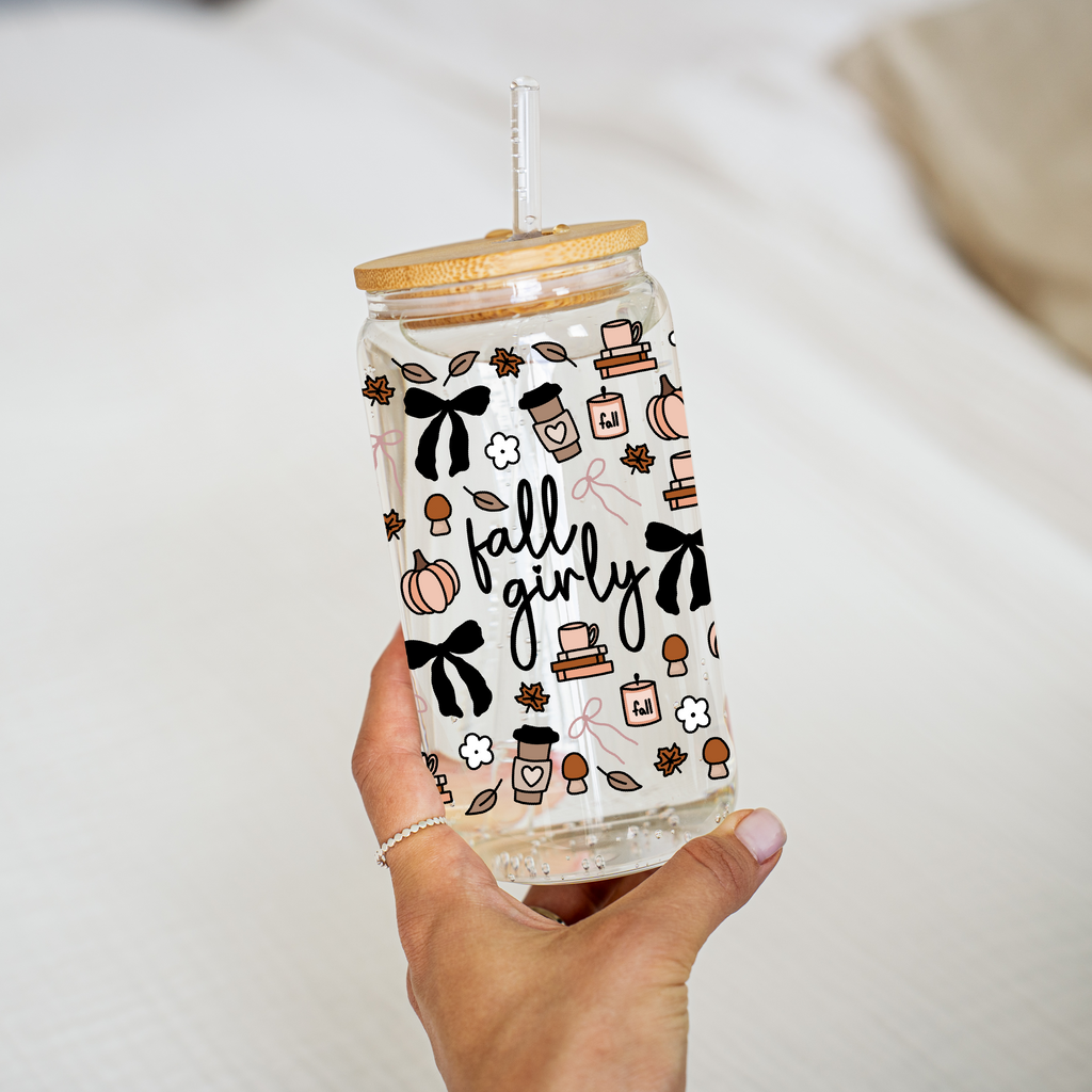 Fall Girly Glass Cup