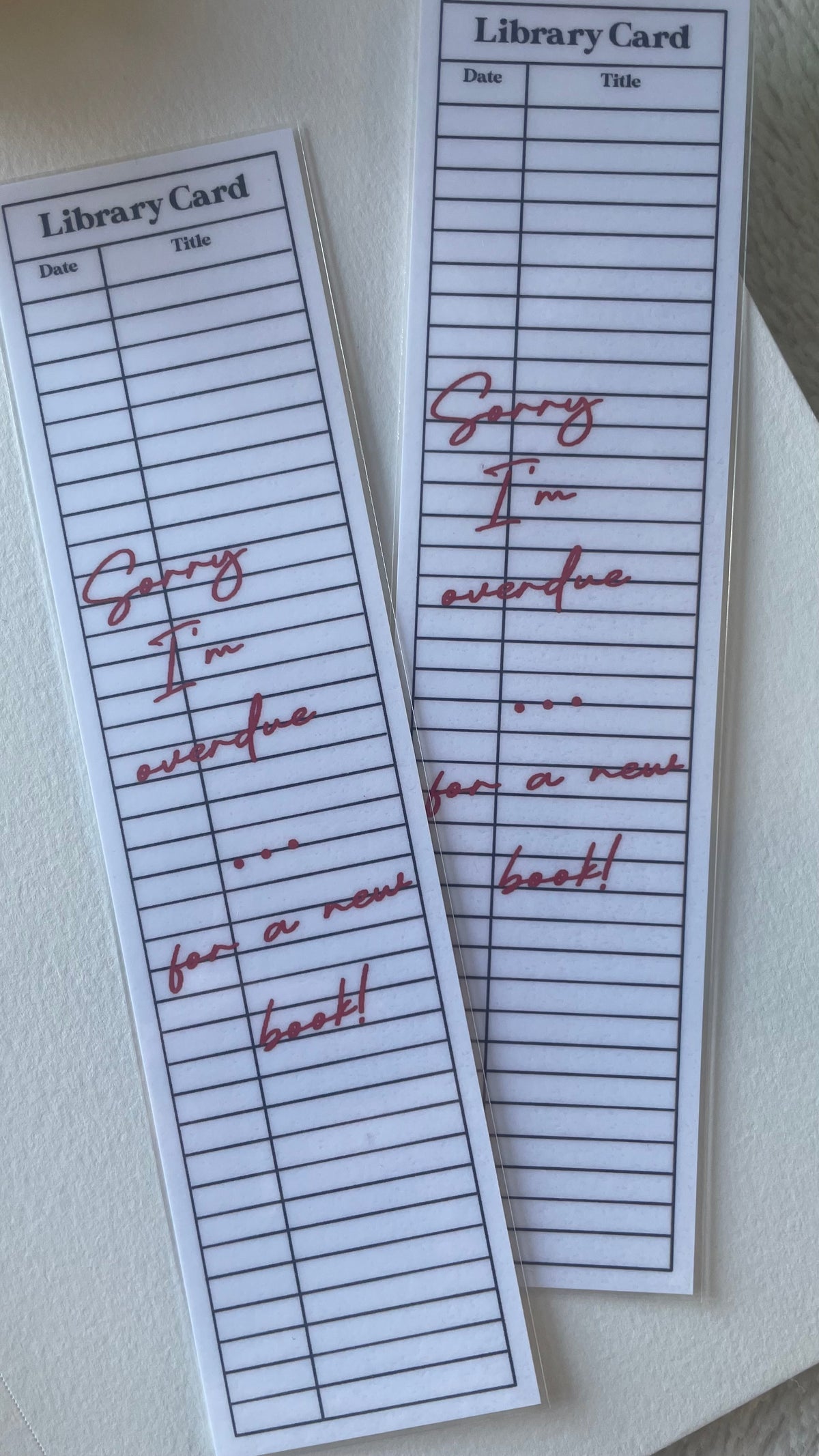 Library Card Laminated Bookmark