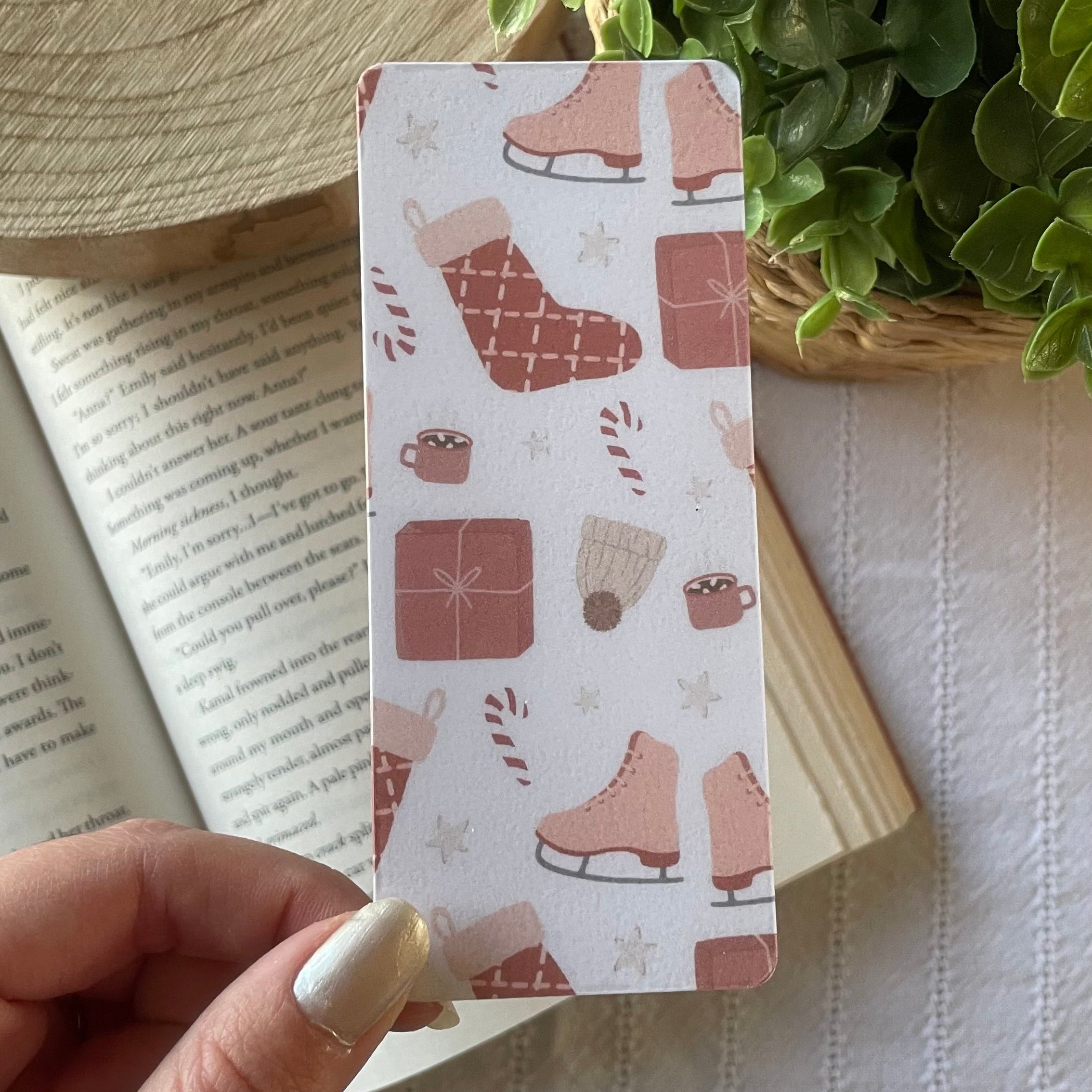 Pink Holiday Laminated Bookmark