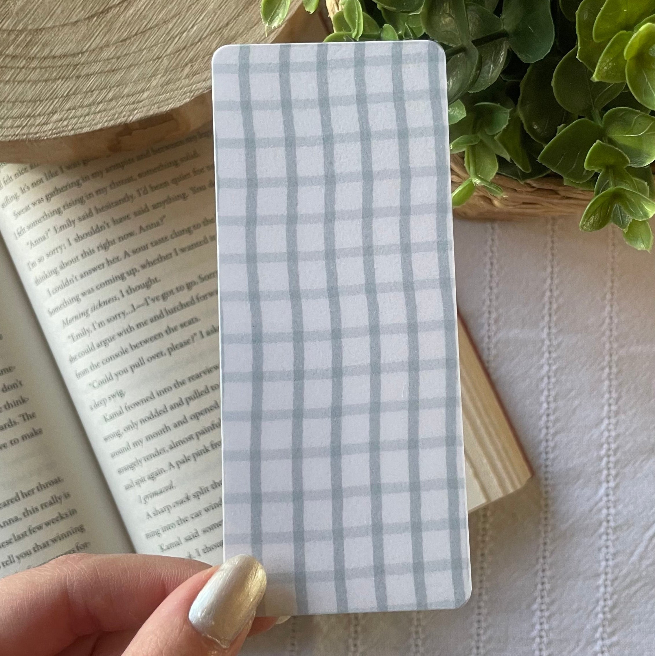 Blue Squared Laminated Bookmark